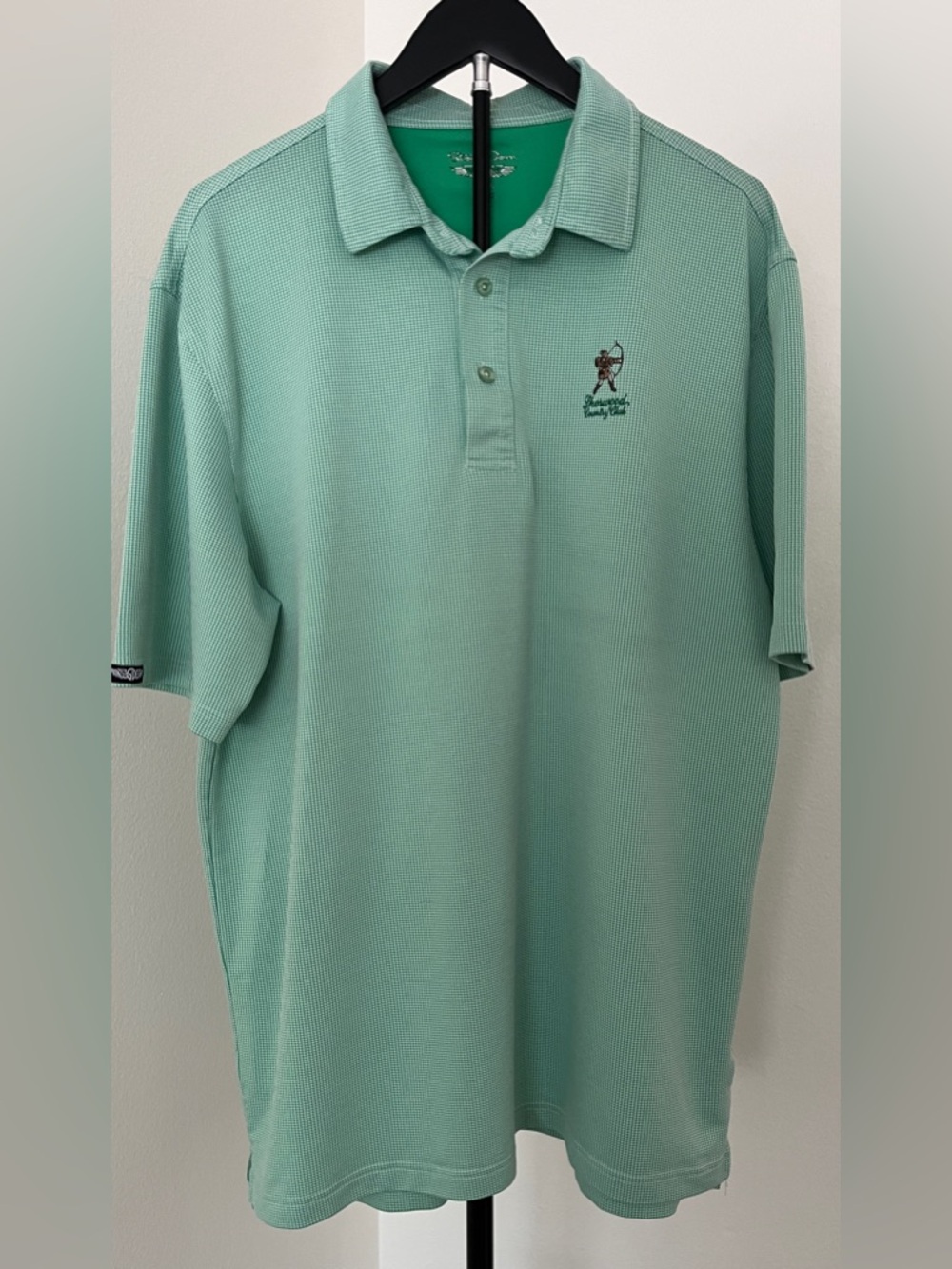 Straight Down Sherwood Country Club Golf Polo | Mint Green Performance Top